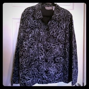 Women’s 2x embroidered black and white blazer